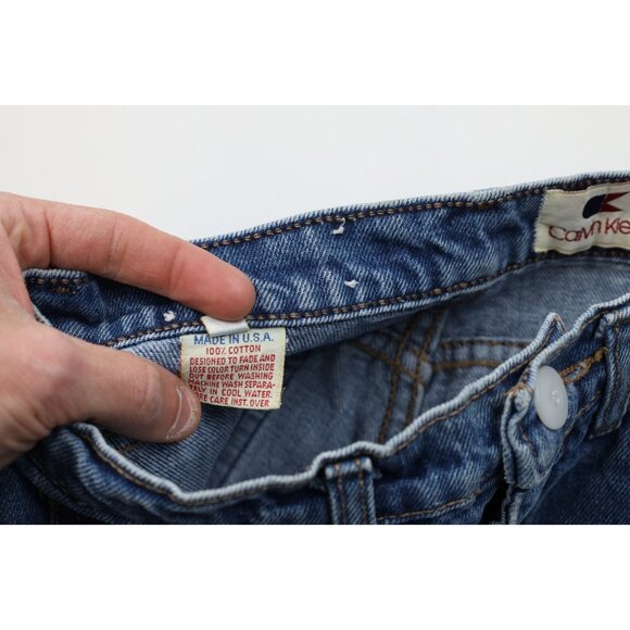 Vtg 80s Calvin Klein Womens 11 Distressed Unhemmed Relaxed Fit Jeans Blue USA - Picture 13 of 16